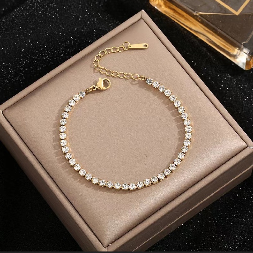 Stainless Steel Gold Plated Bracelet Cubic Zirconia